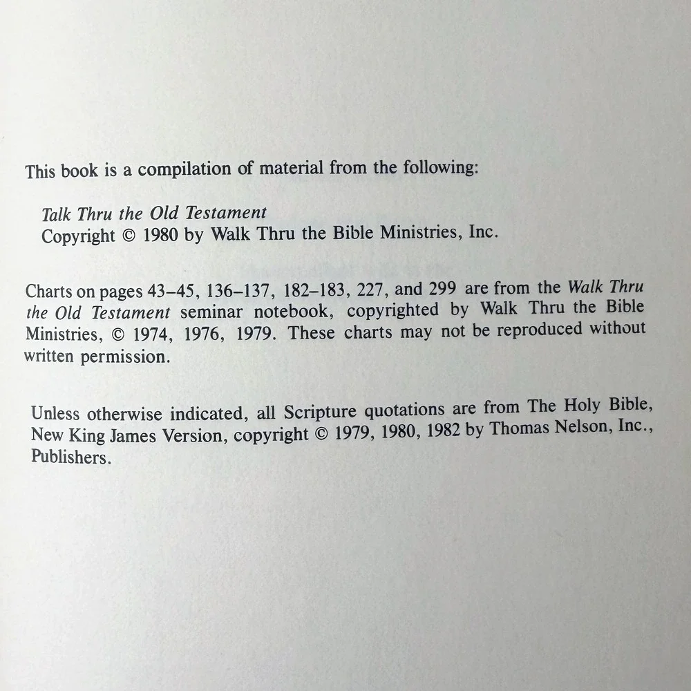 Talk Thru the Old Testament Hardcover Book 1983 Study Guide Volume I Religious
